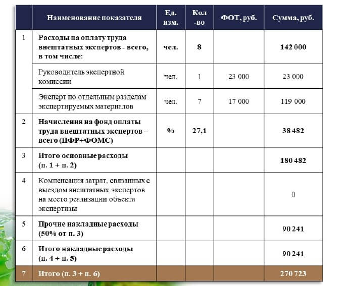 Затраты на проведение экологической экспертизы