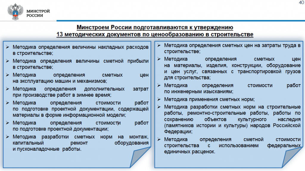 Методики ценообразование Минстрой