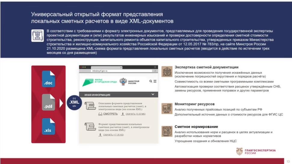 Формат XML в Главгосэкспертизу России